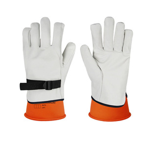 Guantes de Trabajo de Piel de Cabra Blanca de Alta Calidad, con Muñequera Ajustable, Resistentes, Personalizables, Talla <span class=keywords><strong>2XL</strong></span>, Protección Laboral, Industria, Conducción - Product Image 3