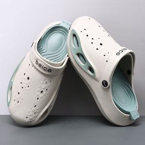 Men's Summer Thick Soled <b>Clog</b> Slippers White Non Slip Outdoor Beach Shoes 40-45 Size One Piece Molding Low Heel Sandals - Product Image 2