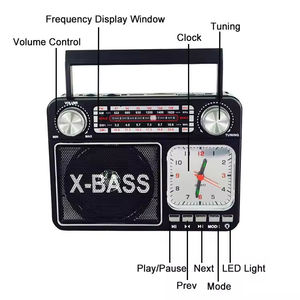 Custom Retro Portable Radio Multi Band AM FM SW Receiver X BASS USB <b>MP3</b> Player With Flashlight Quartz Clock - Product Image 6