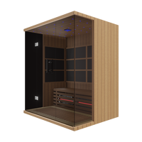 Sauna Moderna de Madera Sólida de Cedro Rojo/Hemlock, Ecológica, con Infrarrojos Lejanos, Ventanas Transom, Tamaño Personalizable, 1 Año de Garantía, para Villa