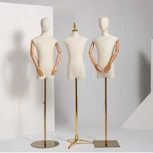 <span class=keywords><strong>Mannequin</strong></span> de vitrine Kainice personnalisé en tissu, buste féminin, demi-corps, avec bras en bois - Product Image 3