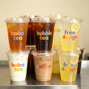 Gobelets jetables en plastique PET dépoli mat de 9 oz, 8 oz, 12 oz, 24 oz avec couvercle, option logo personnalisé, pour boissons froides, thé Boba, café, diamètre 95 mm - Product Image 1