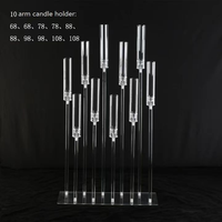 Candélabre en acrylique transparent à 10 bras de haute qualité pour mariage, fête et décoration de Noël – Centre de table