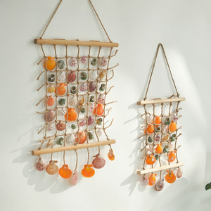 Décoration murale en coquillages méditerranéens, rideau en coquillages naturels, décoration intérieure, rectangle, matériau en pin, lot de plusieurs pièces - Product Image 2