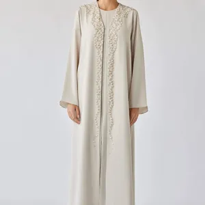 OPEN ABAYA U.Chic Solid Luxury Abaya Crew Neck Long Sleeve Dress Sequin Rhinestone Women Muslim Clothing Dubai Abaya Embroidery Abaya