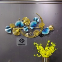 Décoration murale en métal pour salon, 110x60cm, motif de feuilles dorées, style luxueux, livraison directe, décoration pour la maison, DDP