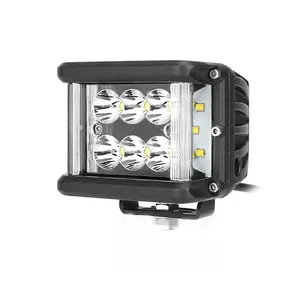 Lampu kerja LED berkedip sorot 2 sisi 4 inci 36W, lampu sorot peringatan semburan samping mobil untuk truk biru Amber putih
