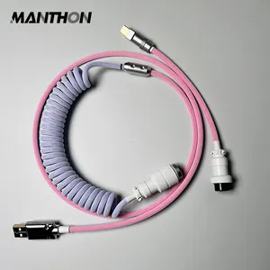 Maka toz renk kablo tel C tipi kablo sarmal havacılık mekanik klavye kablosu