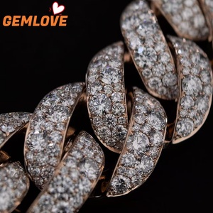 GEMLOVE Men's Rose Gold 14K Solid Gold Diamond <b>Statement</b> <b>Necklace</b> Round Brilliant Cut Channel Setting Luxury Jewelry - Product Image 3