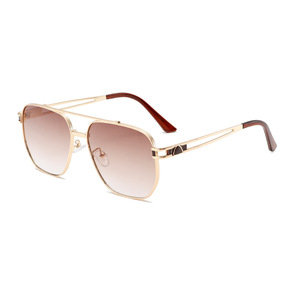 Men's Metal Double Bridge Sunglasses UV400 <b>Large</b> <b>Frame</b> Fashionable Trendy Style - Product Image 5