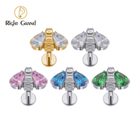 Right Grand Bee 16G ASTM F136 titane CZ oreille Tragus Cartilage Helix Labret Piercing
