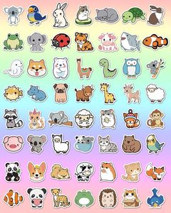100 autocollants animaux pour enfants, autocollants mignons pour bouteilles d'eau, cadeaux de fête - Product Image 5