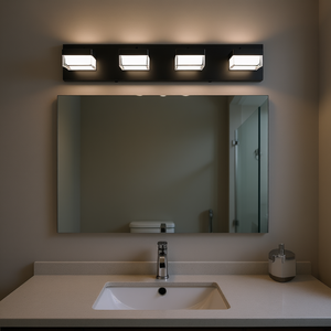 Luminaire LED 4 lumières pour salle de bain 24W Blanc froid 6000K Noir mat Moderne Lampe de miroir à montage en surface à intensité variable - Product Image 2