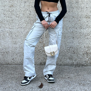 <span class=keywords><strong>Pantaloni</strong></span> Cargo <span class=keywords><strong>Neri</strong></span> Unisex <span class=keywords><strong>con</strong></span> Coulisse, Stile Streetwear, Vestibilità Ampia, Bottoni <span class=keywords><strong>Laterali</strong></span>, 6 <span class=keywords><strong>Tasche</strong></span>, Modello Baggy - Product Image 5