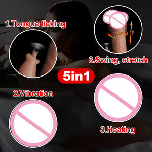 Vibrateur réaliste télécommandé avec 9 vibrations, 3 fonctions télescopiques, léchage de langue et chauffage, pour adultes - Product Image 4