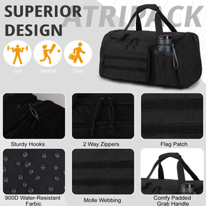 Bolsa Deportiva Táctica <span class=keywords><strong>de</strong></span> Viaje/Gimnasio/Despliegue con Compartimento Impermeable para Zapatos + Bolsillo para Ropa Mojada, Bolsa <span class=keywords><strong>de</strong></span> Lona Grande para Deportes - Product Image 3