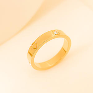 Mekylife时尚爱情圆形钻戒女18k金情侣订婚婚礼饰品素色无光泽承诺戒指 - Product Image 3