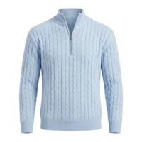 Pull rayé à col zippé pour homme, 100% coton tricoté, style décontracté chic, fabricant OEM ODM, vente en gros, faible MOQ