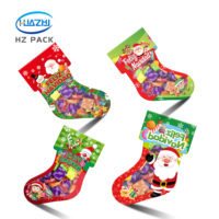Pochette OEM laminée découpée à l'emporte-pièce pour emballage de bonbons et snacks, sac cadeau auto-scellant en forme de dessin animé de Noël pour bonbons et fruits secs