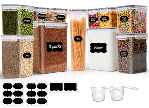 BPA Free Clear Stackable Airtight Pantry Fridge <b>Microwave</b> Safe Kitchen Eco-Friendly Recyclable Plastic Food Storage Containers - Product Image 1