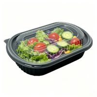 Boîte à lunch jetable en PP de qualité alimentaire pour la restauration, à usage professionnel, pour la préparation des repas, avec 2 compartiments, anti-fuite, en plastique