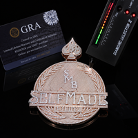 Pendentif Lettre Personnalisée en Argent Sterling 925 Plaqué Or Rose, Moissanite VVS, Style Hip Hop, Bijoux Fins Faits Main