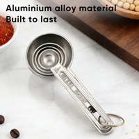 Ensemble de cuillères à mesurer en alliage d'aluminium anodisé de qualité alimentaire, manche long, outil de cuisine ergonomique, mesure précise, café, épices