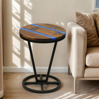 Maison naturelle petite table basse ronde en bois de noyer noir et résine époxy table d'appoint pour salon chambre chevet