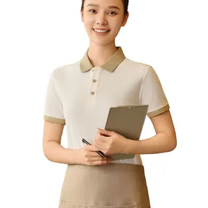 Women's Blouses Shirts Cool Waiters Uniforms Short Sleeve Cafe Bar Work Shirt Kitchen Waitress Uniform Restaurant