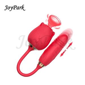 JoyPark <span class=keywords><strong>Amazon</strong></span> Rose Flower Suction Vibrator Telescopic Jump Egg Vibration Thrusting Dildo Vibrator Sex Toy Vendors for Couples - Product Image 1