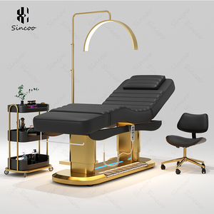 आधुनिक लक्जरी सौंदर्य सैलून फर्नीचर, नेतृत्व पैर नियंत्रित इलेक्ट्रिक काले स्पा चेहरे की देखभाल बिस्तर चिकित्सा चेहरे की मालिश बिस्तर - Product Image 2