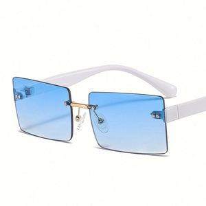 Gafas de Sol Cuadradas Pequeñas Retro de Moda 2021 para Mujer, Lentes con Gradiente UV400, Montura Rectangular sin Aro - Product Image 6