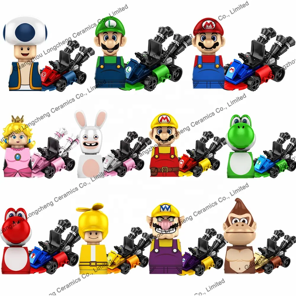 Série de jogos Princesa Peach Luigi Orangotango Coelho Yoshi Kinopio Kart Puzzled Building Blocks Figuras de Ação Brinquedos para crianças KF6186A