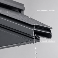 Pergola extérieure en aluminium avec revêtement en poudre, écologique, durable, toit à lames motorisées, imperméable, bioclimatique, gazebo pour patio