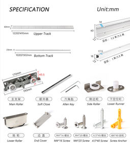 Verdeckte Schiebetürbeschläge mit Softeinzug für den Innenbereich, Wandmontage, Unsichtbares Schienensystem, Ghost-<span class=keywords><strong>Door</strong></span>-Beschläge - Product Image 3