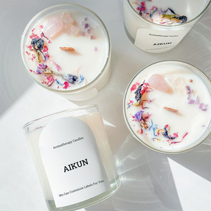 AIKUN Unique Fragrance Oil Handmade Beautiful <b>Scented</b> Dried Flower Crystal <b>Candle</b> Luxury Natural Soy Wax <b>Scented</b> <b>Candles</b> - Product Image 3