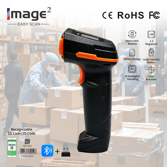 Wireless Handheld Scanning Gun Barcode Scanner Portable QR Code Barcode Reader