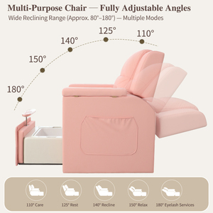 Fauteuil de pédicure sans tube avec bassin amovible, accoudoirs relevables, angle réglable, sacs de rangement, idéal pour les spas, salons de beauté et salons de manucure - Product Image 4