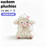 Porte-clés en peluche agneau blanc personnalisé - Pendentif mouton bouclé doux avec broderie pour cadeaux de fêtes pour filles