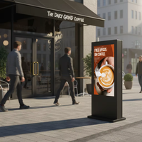 43 55 65 Inci Layar LCD Totem Kiosk Tahan Air IP65 Kecerahan Tinggi Dapat Dibaca di Bawah Sinar Matahari, Signage Digital Berdiri untuk Luar Ruangan