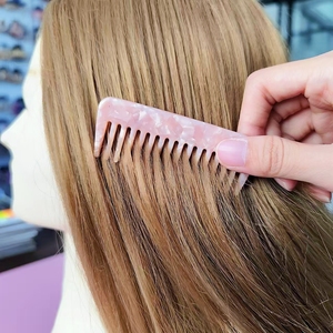 Qianjin biểu tượng tùy chỉnh Acetate Mini rộng răng lược cá nhân Detangling Tóc Lược cho phụ nữ - Product Image 3