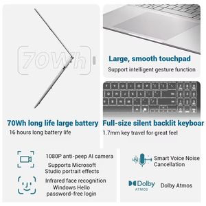 Nuevo portátil empresarial <span class=keywords><strong>Vivobook</strong></span> <span class=keywords><strong>Pro</strong></span> <span class=keywords><strong>16</strong></span> de 2025, 32 GB, 1 TB SSD, pantalla <span class=keywords><strong>OLED</strong></span> 2.5K de 144 Hz, 100% DCI-P3, 12 núcleos, metal, inglés - Product Image 2