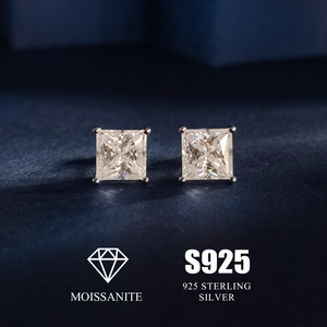 Rhodium Plated S925 Sterling Silver Stock <strong>Square</strong> <strong>Earrings</strong> Luxury VVS Moissanite Lab Grown <strong>Diamond</strong> Women Stud <strong>Earrings</strong> - Product Image 1