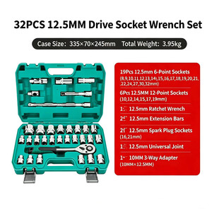 Set Perkakas Perbaikan Mobil 216 PCS, Kunci Ring Ratchet 24 Gigi 1/2 Drive, Kit Perkakas Soket 37 PCS - Product Image 2