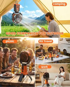 20000mAh Solar Misting Camping Fan Height Adjustable Oscillating Tent Fan with Remote LED <b>Light</b> <b>Timer</b> & Hook for Outdoor Picnic - Product Image 4