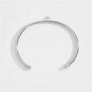 Yiwu Aceon Stainless Steel Thick Wire Shinny Newest Design Fast Delivery DIY Jewelry Open Cuff Bracelet With Hook For Charm