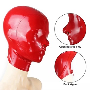 Masque en latex naturel 100 % anatomique BANSEY avec col ajusté, fermeture éclair au dos, cagoule en caoutchouc, équipement de jeu de rôle intime pour couples - Product Image 4