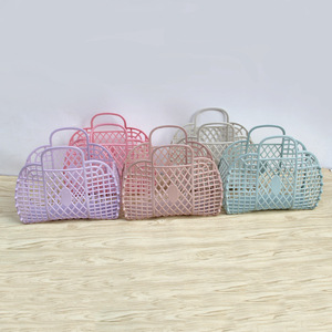 Wholesale Kid Girls Small Easter Basket Woman Summer Portable Vacation 2022 Plastic Pvc Fashion Beach Retro Jelly Basket Bag
