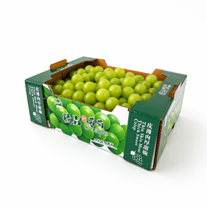 Cajas Corrugadas Ranuradas <span class=keywords><strong>de</strong></span> Materiales Reciclados Ecológicas con Diseño Personalizado, para Empacar Frutas, Verduras y Uvas, con Lámina Dorada - Product Image 1