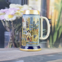Chope à bière classique en porcelaine avec relief 3D d'un monument allemand, réutilisable, écologique, 1000 ml, tasse souvenir, collection de vin Oktoberfest